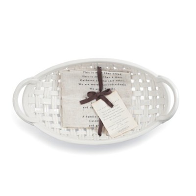 Ceramic Bread Basket with Towel