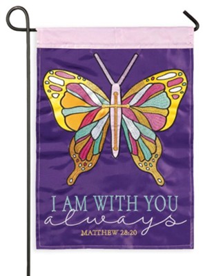 I Am With God Butterfly Garden Flag  - 