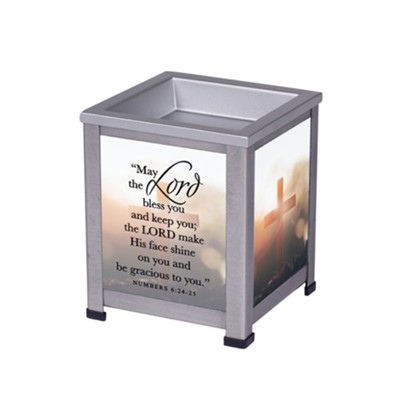 May the Lord Bless and Keep You Glass Lantern Warmer, Silver  - 