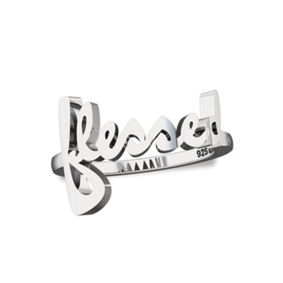 Blessed, Sterling Silver Words of Life Ring, Size 5  - 