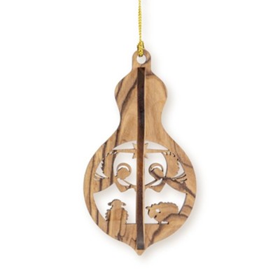 Angels And Shepherds Olive Wood Ornament  - 