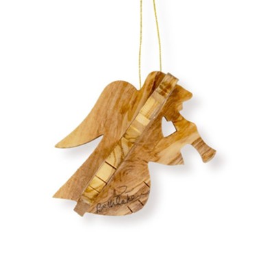 3D Angel With Horn Olive Wood Ornament  - 