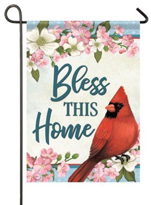 Bless This Home, Cardinal and Blossoms, Flag, Small  - 