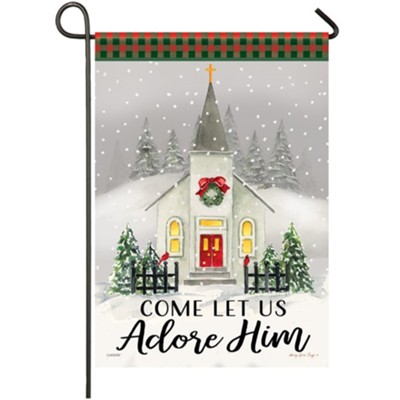 Come Let Us Adore Him, Holiday Village Church, Flag, Small  -     By: Sandy Clough
