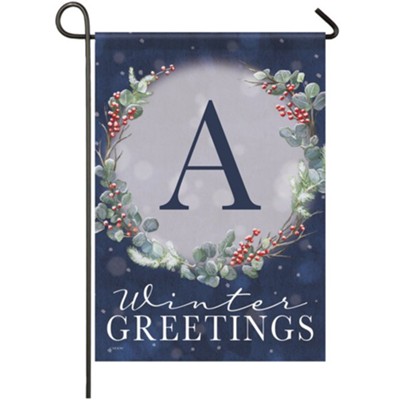 A, Winter Greetings, Monogram Flag, Small  - 