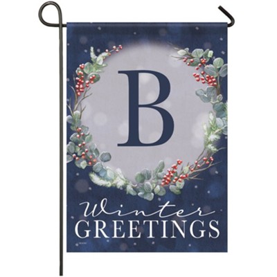 B, Winter Greetings, Monogram Flag, Small  - 