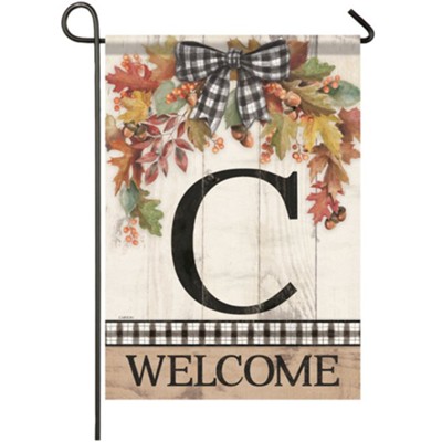 C, Welcome, Autumn Spray, Monogram Flag, Small  - 