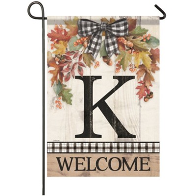 K, Welcome, Autumn Spray, Monogram Flag, Small  - 