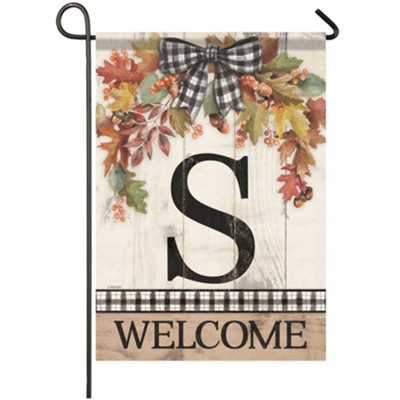 S, Welcome, Autumn Spray, Monogram Flag, Small  - 