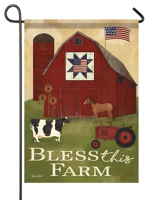 Bless This Farm, Primitive Barn, Small Flag  -     By: Beth Albert
