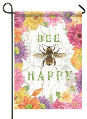 Bee Happy Floral, Small Flag  -     By: Andrea Tachiera
