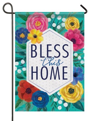 Bless This Home Floral, Small Flag  - 