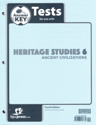 BJU Press Heritage Grade 6 Tests Answer Key, Fourth Edition  - 