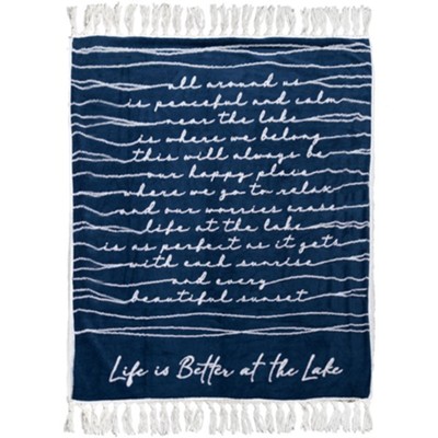 Life Is Better At The Lake Plush Blanket, Navy - Christianbook.com