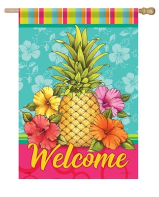 Welcome, Cabana Brights, Flag, Large  -     By: Sandy Clough
