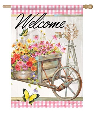 Welcome, Garden Wheelbarrow, Flag, Large  -     By: Sandy Clough
