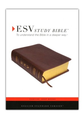 ESV Study Bible--genuine cowhide leather, deep brown  - 