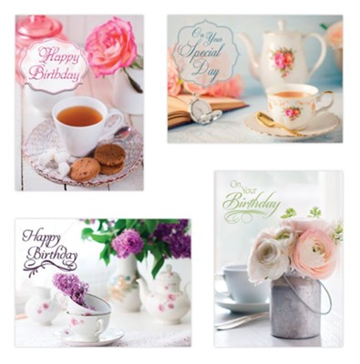 Birthday Teacup Wishes , Box of 12 cards  - 