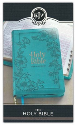 KJV Deluxe Gift Bible--soft leather-look, teal (indexed) with zipper ...