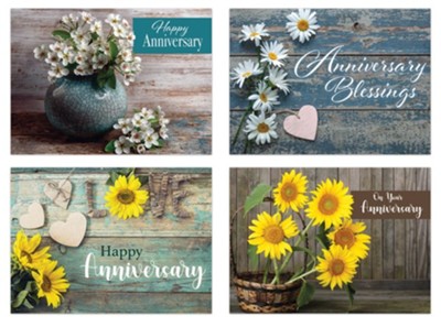 Floral Blessings Anniversary Cards, Box of 12 (KJV)  - 