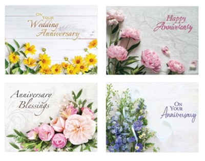 Anniversary Fresh Floral, Box of 12 Cards (KJV)  - 