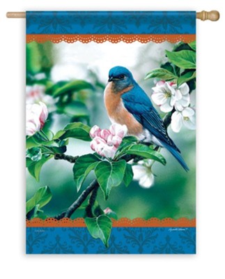 Apple Blossom, Bluebird, Flag, Large  -     By: Russell Cobane
