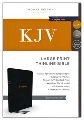 KJV Large-Print Thinline Bible--genuine leather, black  - 