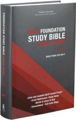 NKJV Large-Print Foundation Study Bible--hardcover, gray