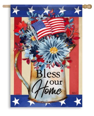 Americana Floral/Bless Our Home, Large Flag  - 