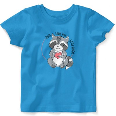 Jesus Loves This Little Rascal, Raccoon, Shirt, Turquoise, 6 Months  - 