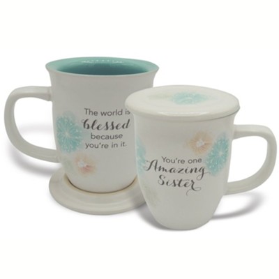 Amazing Sister Floral Mug And Coaster Boxed Set  - 