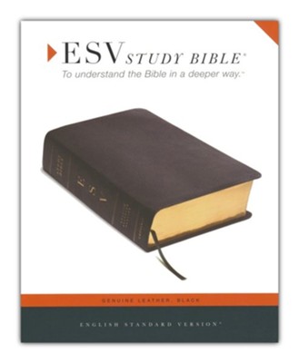 ESV Study Bible, Black Genuine Leather, Indexed  - 