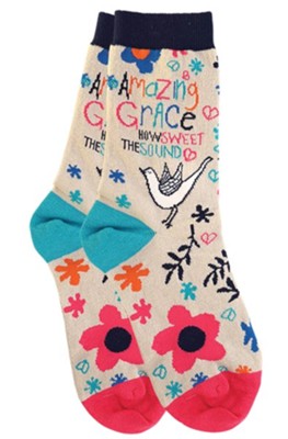Amazing Grace Woven Sock, Tan  - 