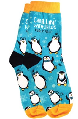 Penguins Woven Socks, Teal  - 