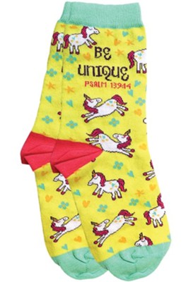 Unicorn Woven Socks, Yellow  - 
