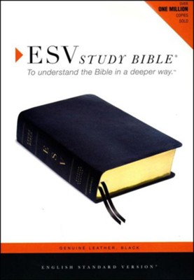 ESV Study Bible, Black Genuine  Leather with Thumb Index  - 
