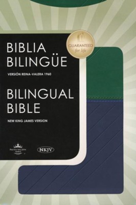 Biblia Biling&uuml;e RVR 1960-NKJV, Piel Italiana Azul y Verde  (RVR 1960-NKJV Bilingual Bible, Leathersoft Blue & Green)  - 
