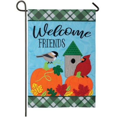 Welcome Friends, Autumn Songbirds, Flag, Small  - 