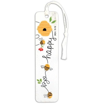 Bee Happy Bookmark, with Tassel  - 