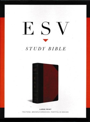 ESV Study Bible, Large Print, TruTone, Brown/Cordovan, Portfolio Design  - 