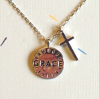 Amazing Grace Necklace, Rhodium Plated Brass  - 