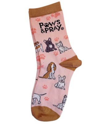 Paws & Pray, Socks, Pink/Tan  - 