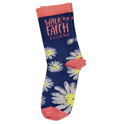 Walk By Faith, Socks, Blue/Coral  - 