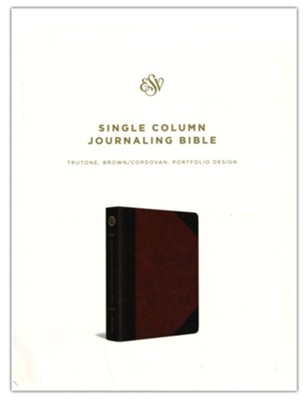 ESV Single-Column Journaling Bible--soft leather-look, brown/cordovan with portfolio design  - 