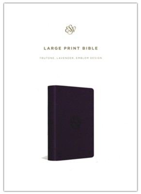 ESV Large-Print Bible--soft leather-look, purple with emblem design  - 