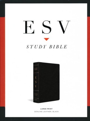 ESV Large-Print Study Bible--genuine leather, black (indexed)  - 