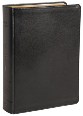 ESV Large-Print Study Bible--soft leather-look, black  - 
