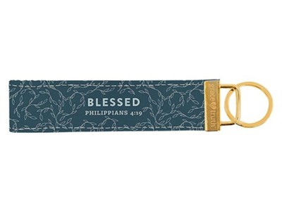 Blessed, Keychain Wristlet, Blue  - 