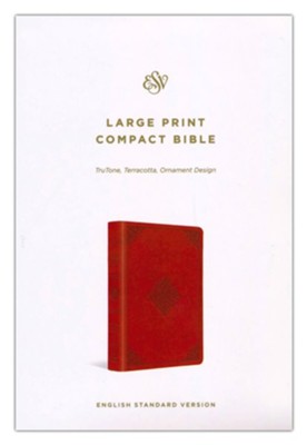 ESV Large-Print Compact Bible--soft leather-look, terracotta with ornament design - Imperfectly Imprinted Bibles  - 