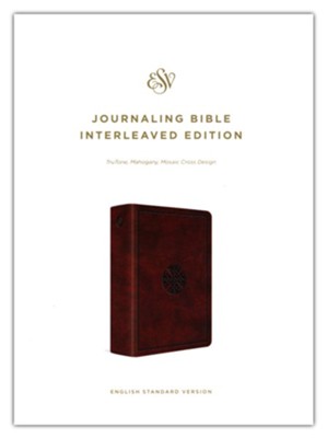 ESV Journaling Bible, Interleaved Edition--soft leather-look, mahogany with mosaic cross design  - 